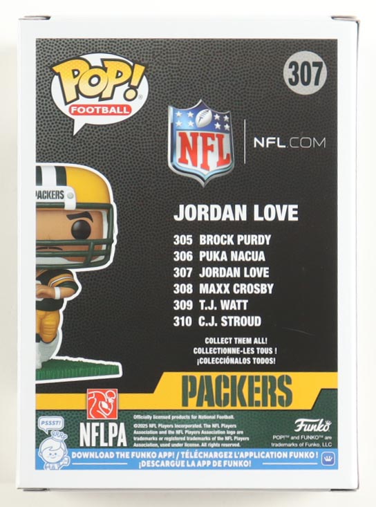 Jordan Love Signed Packers #307 Funko Pop! Figure (Beckett) at PristineAuction.com Jordan Love Signed Packers #307 Funko Pop! Figure (Beckett) at PristineAuction.com