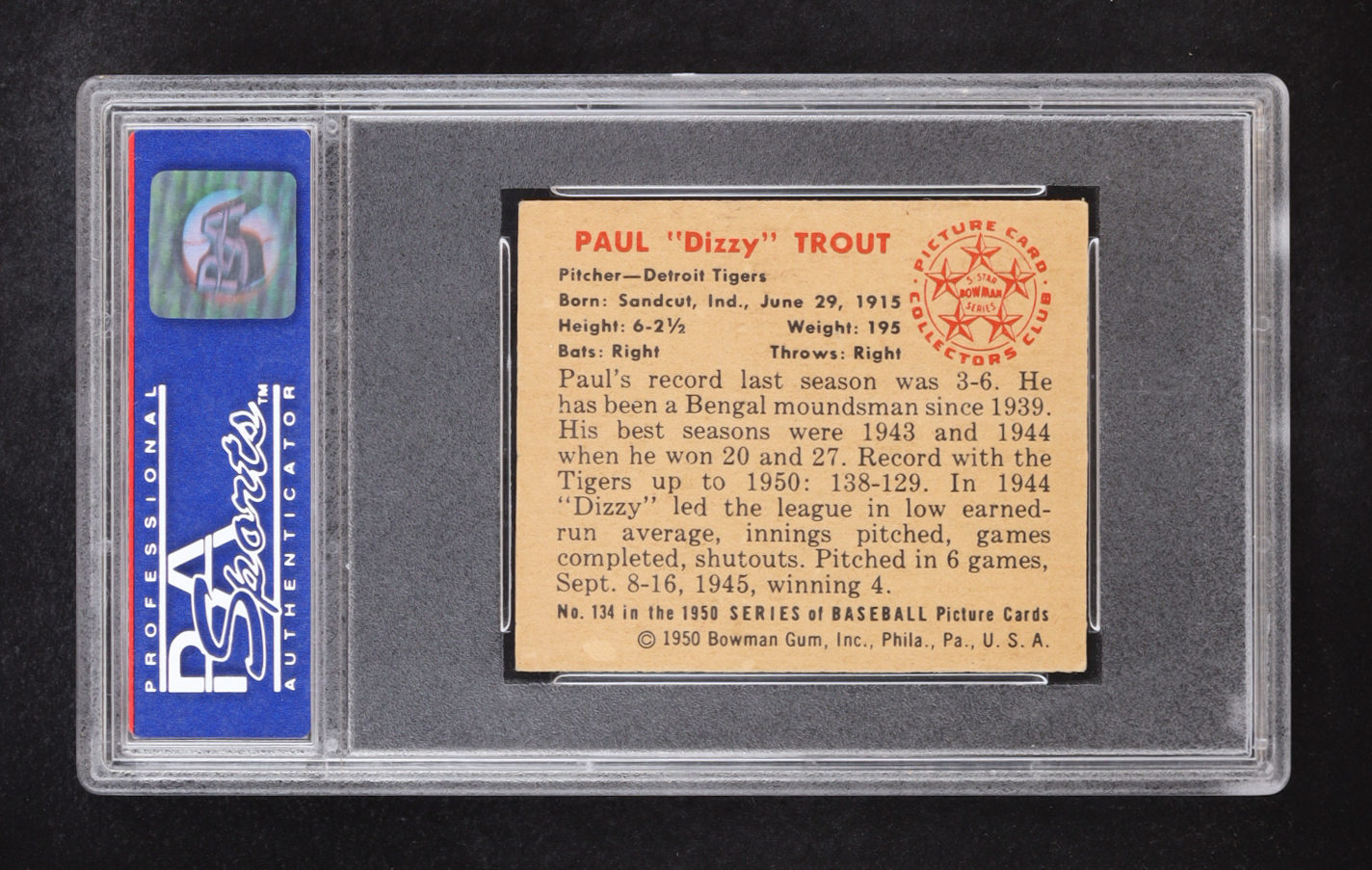 Paul Trout 1950 Bowman #134 (PSA 6) at PristineAuction.com Paul Trout 1950 Bowman #134 (PSA 6) at PristineAuction.com