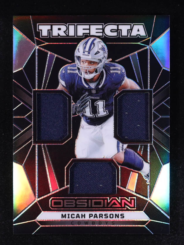 Micah Parsons 2024 Panini Obsidian Trifecta Swatches #49 at PristineAuction.com Micah Parsons 2024 Panini Obsidian Trifecta Swatches #49 at PristineAuction.com