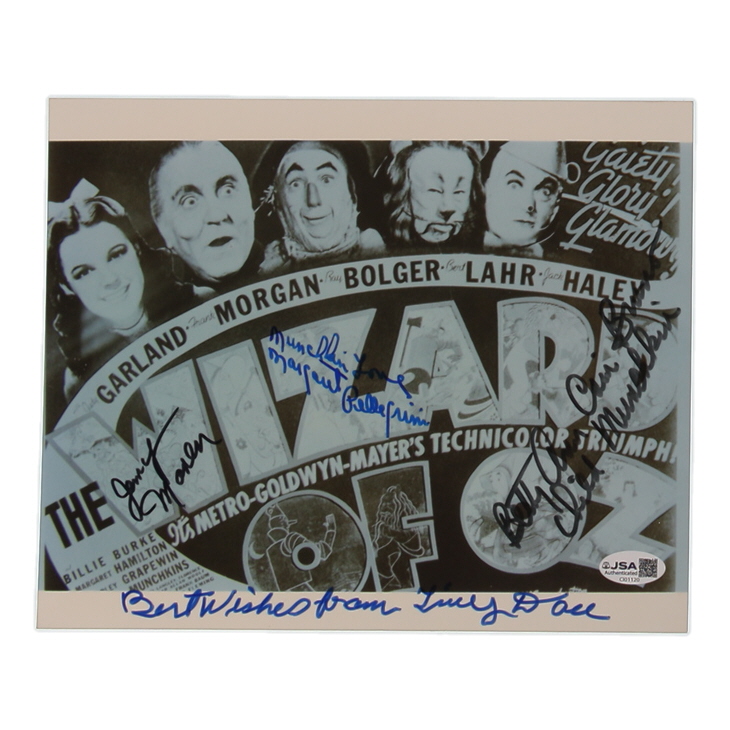 "The Wizard of Oz" 8x10 Photo Signed by (4) Munchkin Actors with Jerry Maren, Betty Ann Bruno, Margaret Pellegrini & Tiny Doll with Multiple Inscriptions (JSA) at PristineAuction.com "The Wizard of Oz" 8x10 Photo Signed by (4) Munchkin Actors with Jerry Maren, Betty Ann Bruno, Margaret Pellegrini & Tiny Doll with Multiple Inscriptions (JSA) at PristineAuction.com