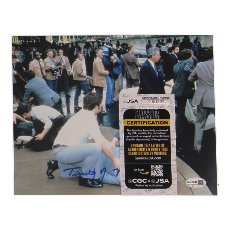 Tim McCarthy Signed Reagan Assasination Attempt 8x10 Photo (JSA) at PristineAuction.com Tim McCarthy Signed Reagan Assasination Attempt 8x10 Photo (JSA) at PristineAuction.com