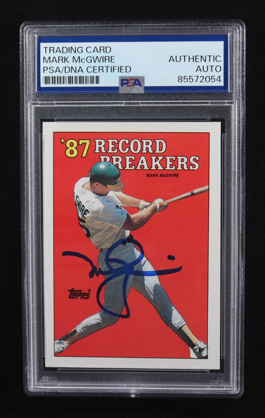 Mark McGwire Signed 1987 Topps Record Breakers #3 RC (PSA) at PristineAuction.com Mark McGwire Signed 1987 Topps Record Breakers #3 RC (PSA) at PristineAuction.com
