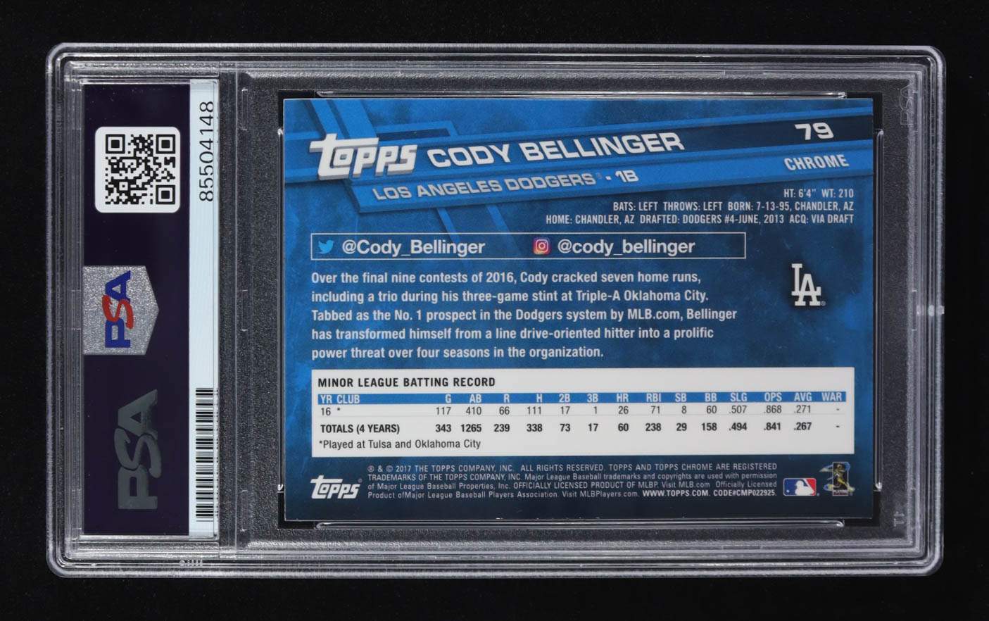 Cody Bellinger Signed 2017 Topps Chrome #79 RC (PSA | Autograph Graded PSA 10) at PristineAuction.com Cody Bellinger Signed 2017 Topps Chrome #79 RC (PSA | Autograph Graded PSA 10) at PristineAuction.com