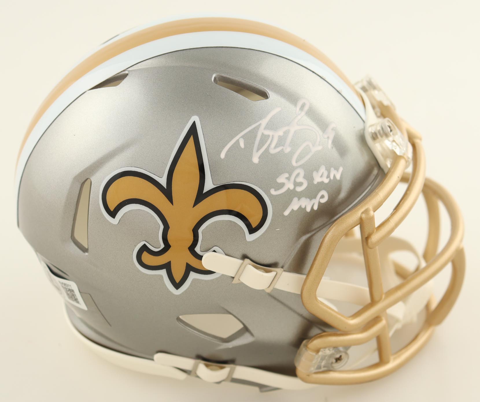Drew Brees Signed Saints Speed Mini Helmet Inscribed "SB XLIV MVP" (Beckett) at PristineAuction.com Drew Brees Signed Saints Speed Mini Helmet Inscribed "SB XLIV MVP" (Beckett) at PristineAuction.com