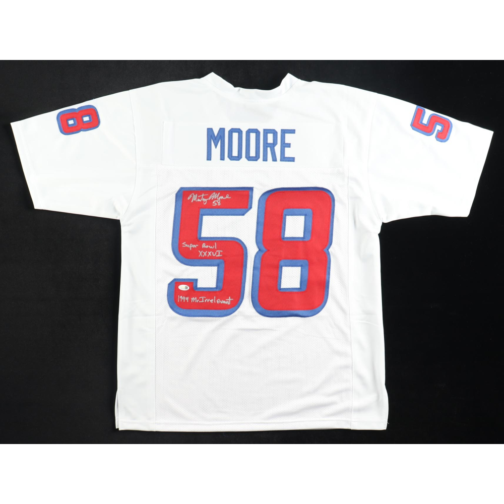 Marty Moore Signed Jersey Inscribed "Super Bowl XXXVI" & "1994 Mr. Irrelevant" (JSA) at PristineAuction.com