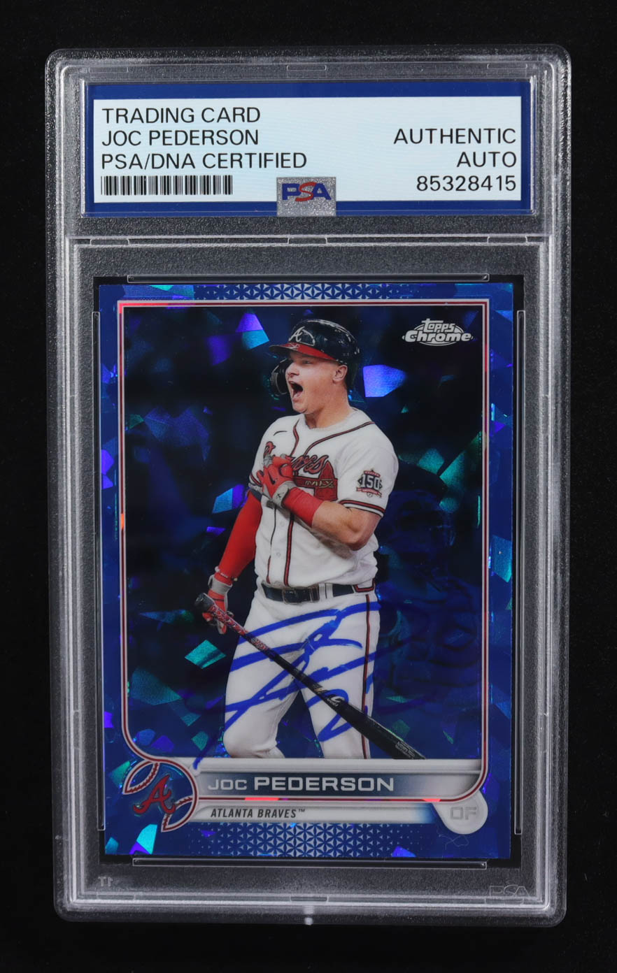 Joc Pederson Signed 2022 Topps Chrome Sapphire #528 (PSA) at PristineAuction.com Joc Pederson Signed 2022 Topps Chrome Sapphire #528 (PSA) at PristineAuction.com