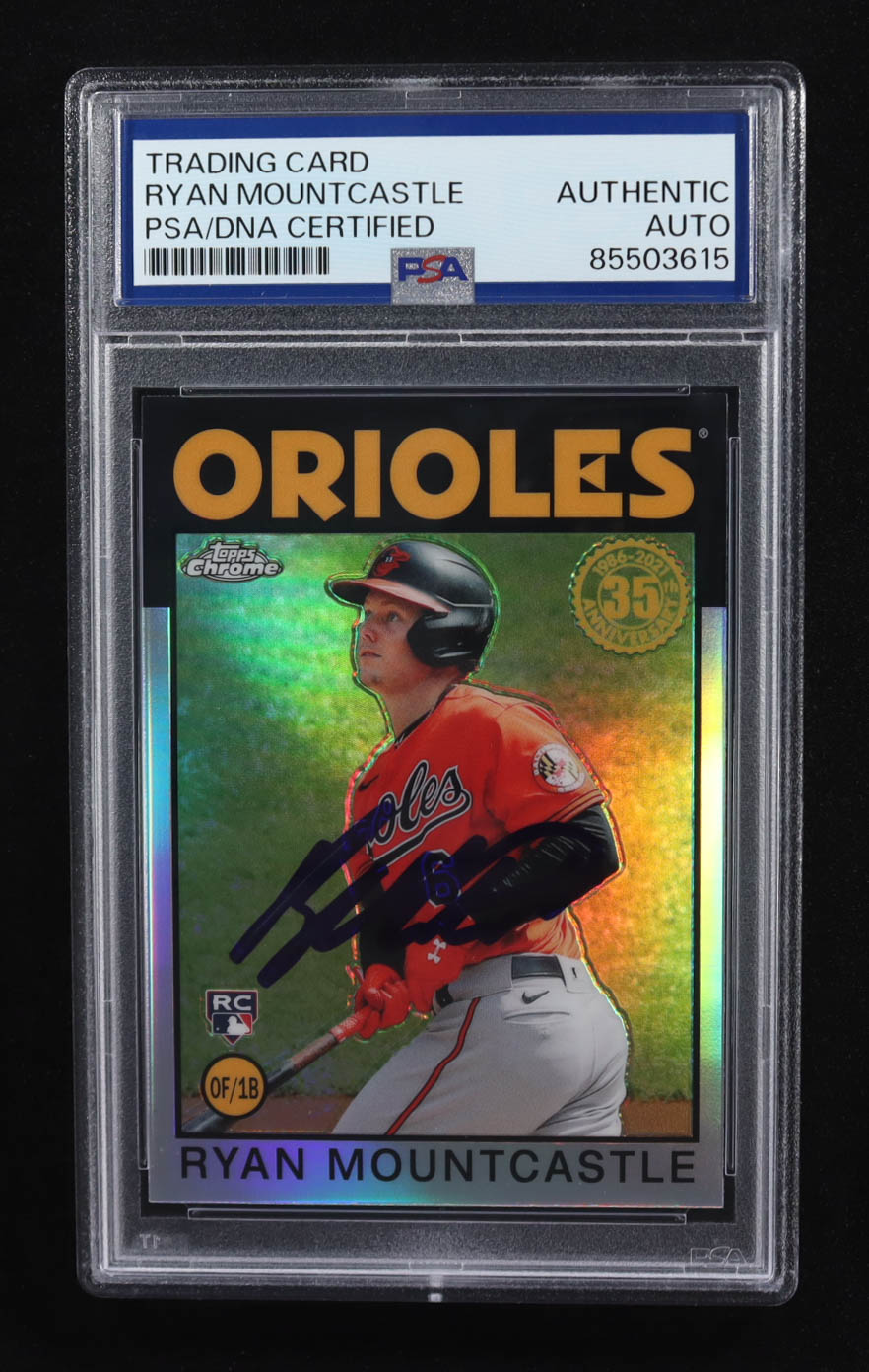 Ryan Mountcastle Signed 2021 Topps Chrome 35th Anniversary #86BC-17 RC (PSA) at PristineAuction.com Ryan Mountcastle Signed 2021 Topps Chrome 35th Anniversary #86BC-17 RC (PSA) at PristineAuction.com
