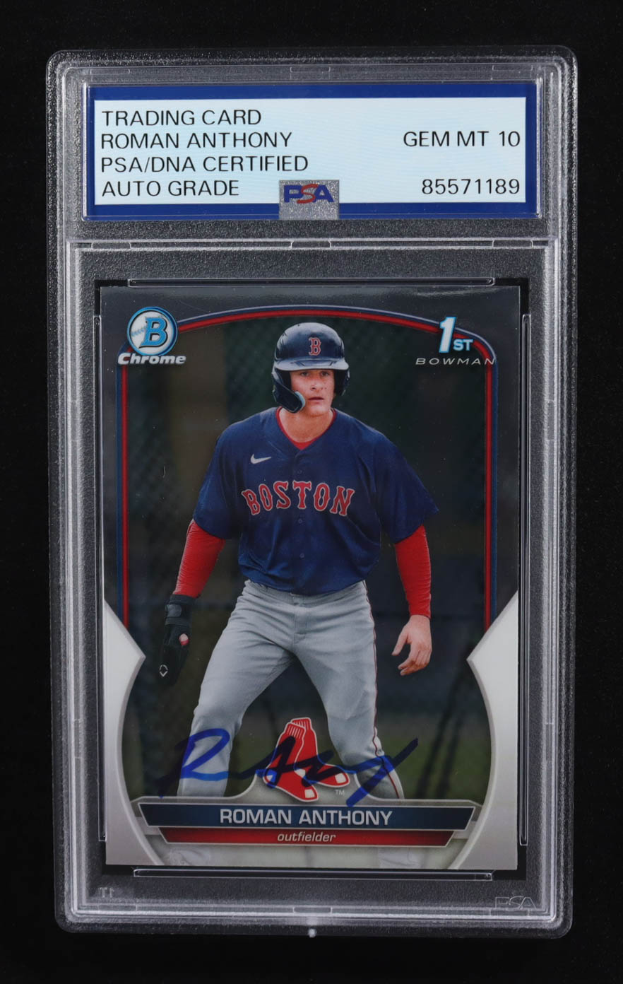 Roman Anthony Signed 2023 Topps Bowman Chrome 1st #BCP-71 RC (PSA | Autograph Graded PSA 10) at PristineAuction.com Roman Anthony Signed 2023 Topps Bowman Chrome 1st #BCP-71 RC (PSA | Autograph Graded PSA 10) at PristineAuction.com