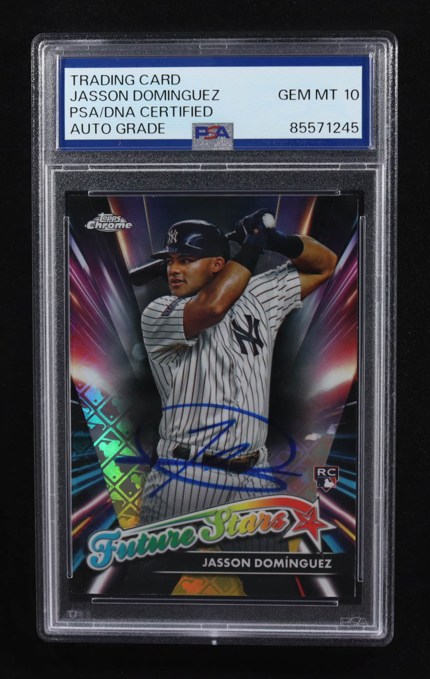 Jasson Dominguez Signed 2024 Topps Chrome Future Stars #FSLE-4 RC (PSA | Autograph Graded PSA 10) at PristineAuction.com Jasson Dominguez Signed 2024 Topps Chrome Future Stars #FSLE-4 RC (PSA | Autograph Graded PSA 10) at PristineAuction.com