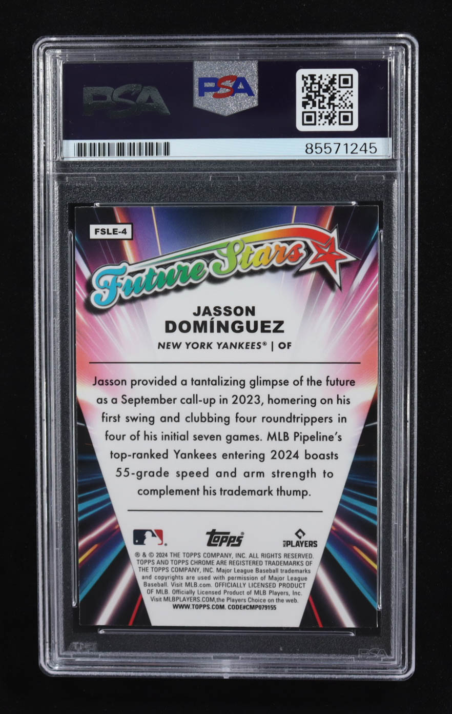 Jasson Dominguez Signed 2024 Topps Chrome Future Stars #FSLE-4 RC (PSA | Autograph Graded PSA 10) at PristineAuction.com Jasson Dominguez Signed 2024 Topps Chrome Future Stars #FSLE-4 RC (PSA | Autograph Graded PSA 10) at PristineAuction.com