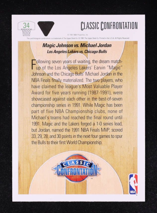 Magic Johnson / Michael Jordan 1991-92 Upper Deck #34 CC at PristineAuction.com Magic Johnson / Michael Jordan 1991-92 Upper Deck #34 CC at PristineAuction.com