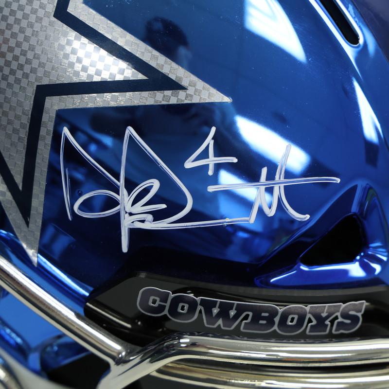 Dak Prescott Signed Cowboys Full-Size Authentic On-Field Chrome Alternate Vicis Helmet (Beckett) at PristineAuction.com Dak Prescott Signed Cowboys Full-Size Authentic On-Field Chrome Alternate Vicis Helmet (Beckett) at PristineAuction.com