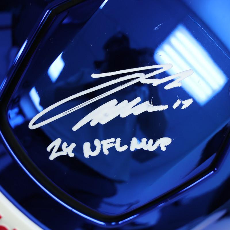 Josh Allen Signed Bills Full-Size Authentic On-Field Chrome Alternate Speedflex Helmet Inscribed "24 NFL MVP" (Beckett) at PristineAuction.com Josh Allen Signed Bills Full-Size Authentic On-Field Chrome Alternate Speedflex Helmet Inscribed "24 NFL MVP" (Beckett) at PristineAuction.com