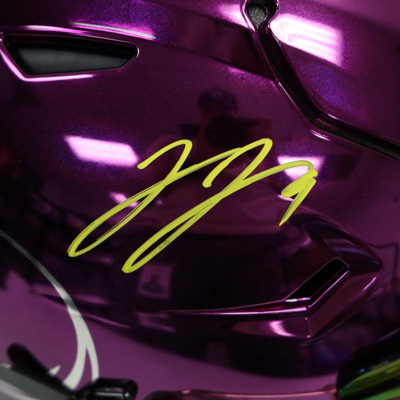 JJ McCarthy Signed Vikings Full-Size Authentic On-Field Custom Chrome Alternate Speedflex Helmet (Beckett) at PristineAuction.com JJ McCarthy Signed Vikings Full-Size Authentic On-Field Custom Chrome Alternate Speedflex Helmet (Beckett) at PristineAuction.com