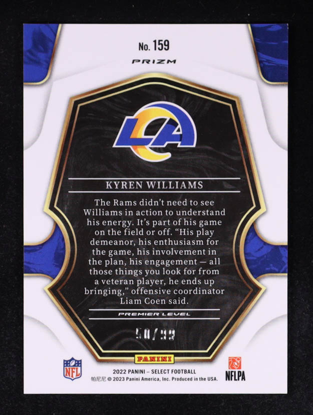 Kyren Williams 2022 Select Prizm Light Blue #159 RC #50/99 at PristineAuction.com Kyren Williams 2022 Select Prizm Light Blue #159 RC #50/99 at PristineAuction.com