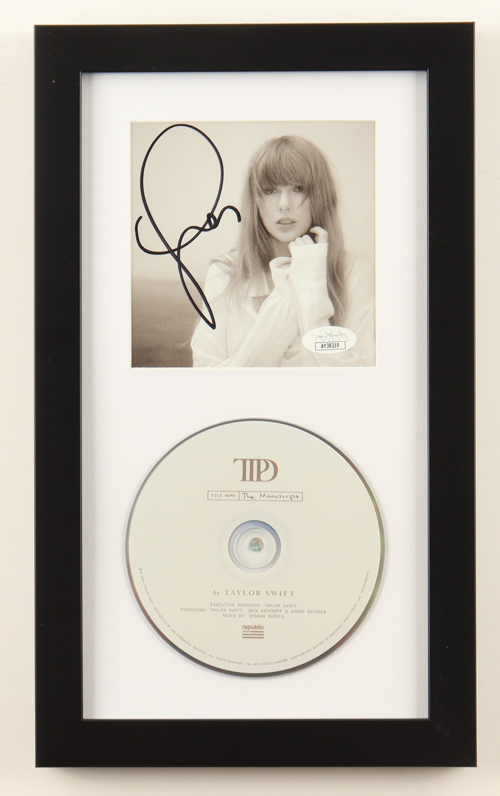 Taylor Swift Signed Custom Framed "The Tortured Poets Department" CD Album Insert Display (JSA) at PristineAuction.com Taylor Swift Signed Custom Framed "The Tortured Poets Department" CD Album Insert Display (JSA) at PristineAuction.com