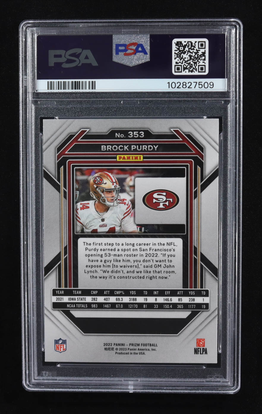 Brock Purdy Signed 2022 Panini Prizm #353 RC (PSA 9 | Autograph Graded PSA 10) at PristineAuction.com Brock Purdy Signed 2022 Panini Prizm #353 RC (PSA 9 | Autograph Graded PSA 10) at PristineAuction.com