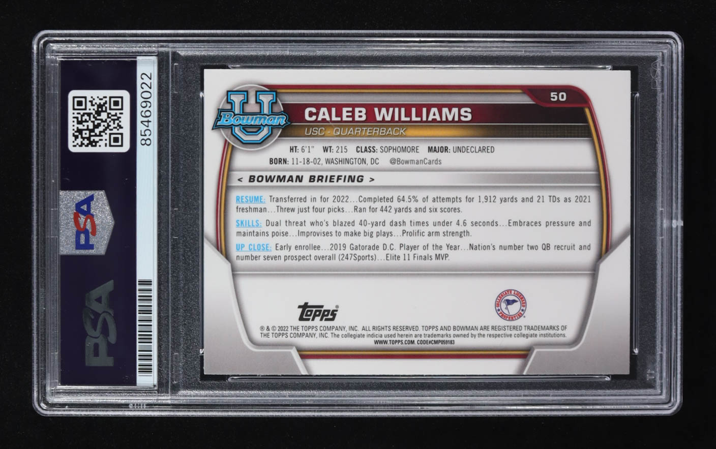 Caleb Williams Signed 2022 Bowman U 1st #50 RC (PSA | Autograph Graded PSA 10) at PristineAuction.com Caleb Williams Signed 2022 Bowman U 1st #50 RC (PSA | Autograph Graded PSA 10) at PristineAuction.com