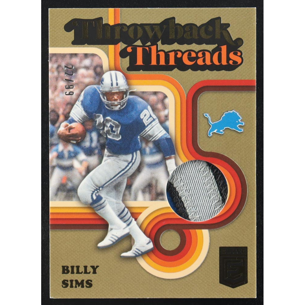 Billy Sims 2024 Elite Throwback Threads Prime #7 #22/99 at PristineAuction.com