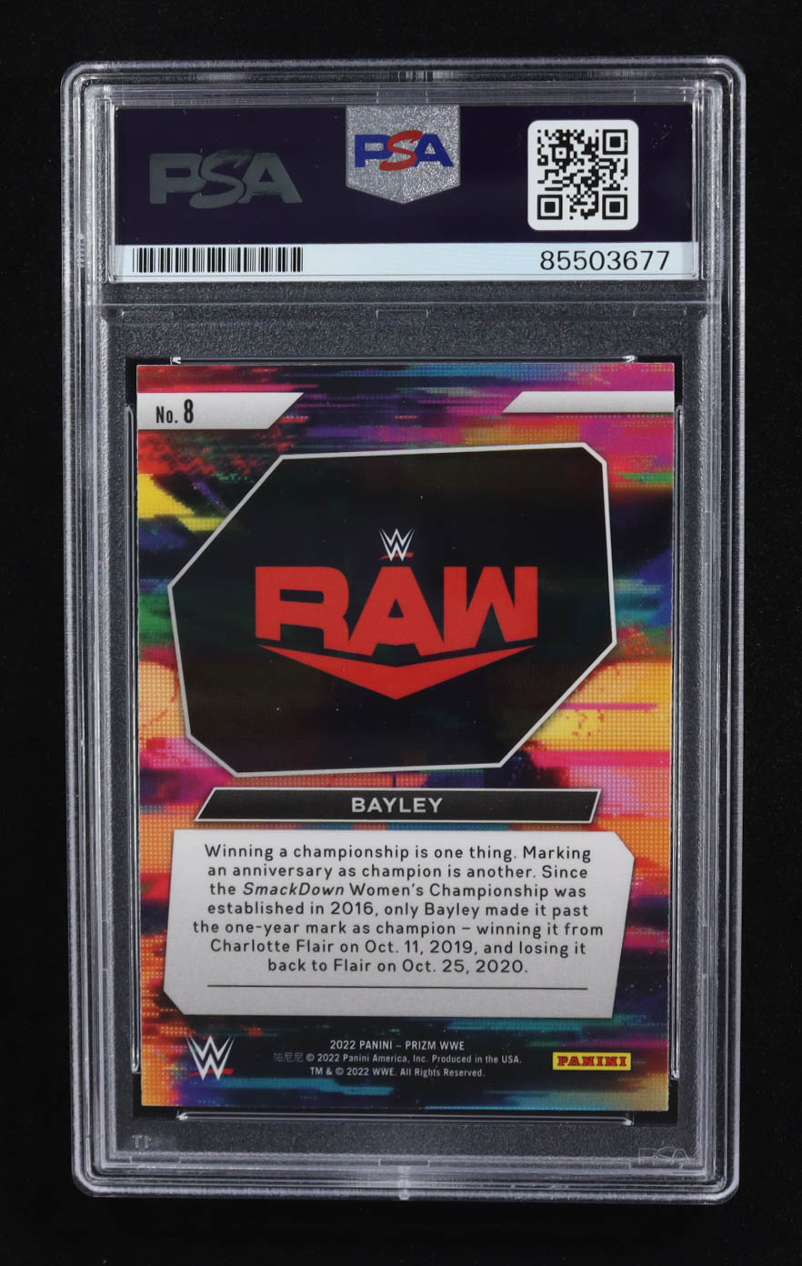 Bayley Signed 2022 Panini Select Prizm Next Level RAW #8 (PSA) at PristineAuction.com Bayley Signed 2022 Panini Select Prizm Next Level RAW #8 (PSA) at PristineAuction.com