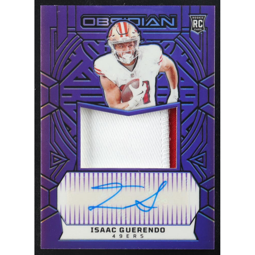 Isaac Guerendo 2024 Panini Obsidian Rookie Jumbo Jersey Autographs Purple #238 RC #30/49 at PristineAuction.com