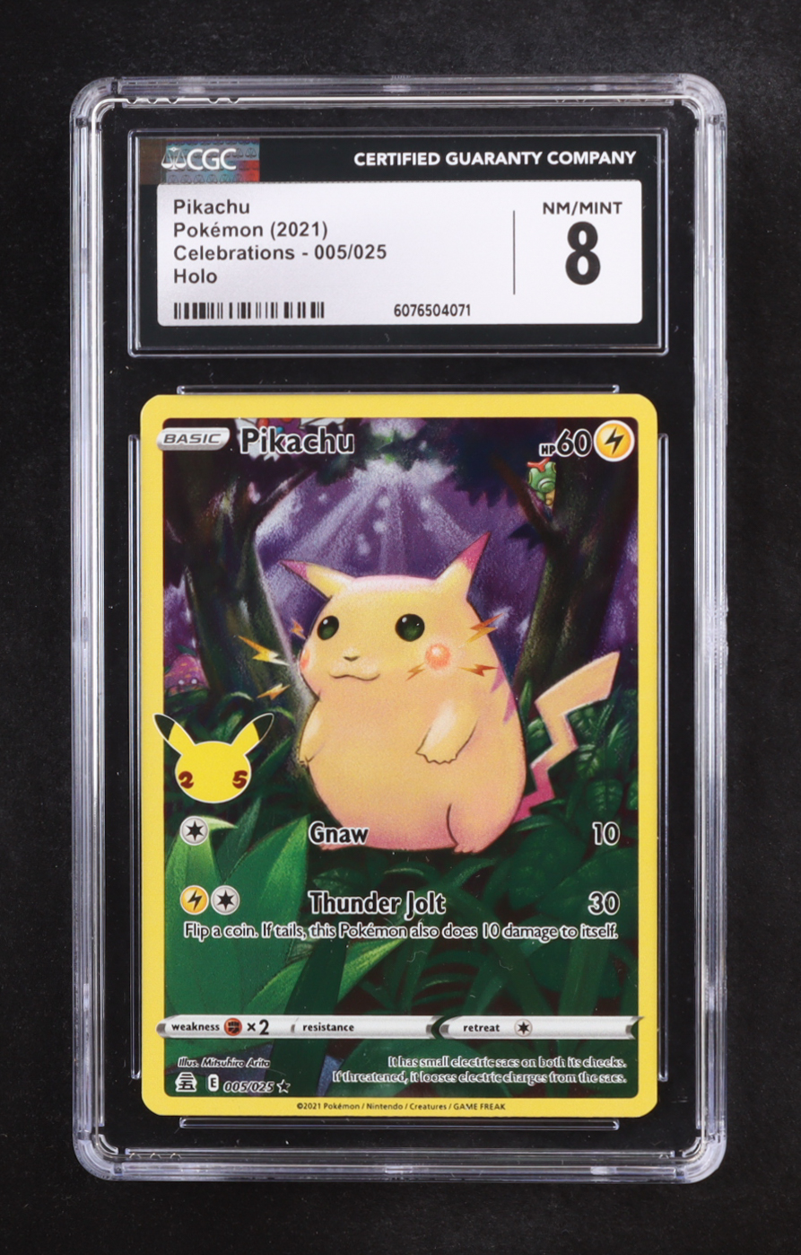 Pikachu 2021 Pokemon Celebrations #005 (CGC 8) at PristineAuction.com Pikachu 2021 Pokemon Celebrations #005 (CGC 8) at PristineAuction.com