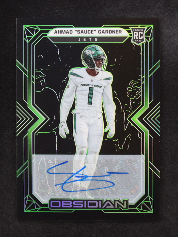Ahmad Gardner 2022 Panini Obsidian Rookie Autographs Electric Etch Green #131 #15/50 RC at PristineAuction.com Ahmad Gardner 2022 Panini Obsidian Rookie Autographs Electric Etch Green #131 #15/50 RC at PristineAuction.com