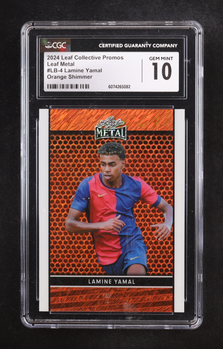 Lamine Yamal 2024 Leaf Collective Promo Leaf Shimmer Orange #LB4 #286/299 (CGC 10) at PristineAuction.com Lamine Yamal 2024 Leaf Collective Promo Leaf Shimmer Orange #LB4 #286/299 (CGC 10) at PristineAuction.com