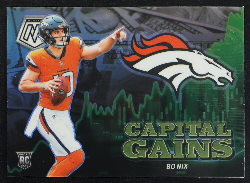 Bo Nix 2024 Panini Mosaic Capital Gains Silver #24 RC at PristineAuction.com Bo Nix 2024 Panini Mosaic Capital Gains Silver #24 RC at PristineAuction.com