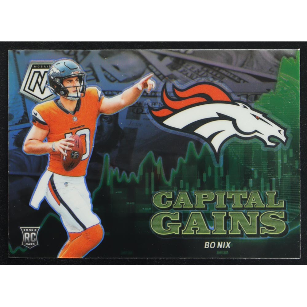 Bo Nix 2024 Panini Mosaic Capital Gains Silver #24 RC at PristineAuction.com