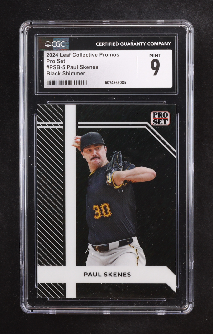 Paul Skenes 2024 Leaf Collective Promo Pro Set Shimmer Black #PSB5 #07/25 RC (CGC 9) at PristineAuction.com Paul Skenes 2024 Leaf Collective Promo Pro Set Shimmer Black #PSB5 #07/25 RC (CGC 9) at PristineAuction.com