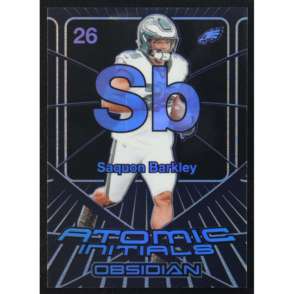 Saquon Barkley 2024 Panini Obsidian Atomic Initials #8 at PristineAuction.com