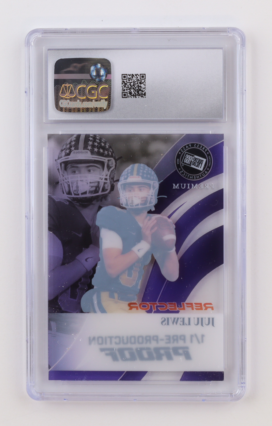 Juju Lewis 2024 Press Pass Premium Retro Autographs Pre-Production Proof Purple #RAJL1 RC (CGC 8.5) at PristineAuction.com Juju Lewis 2024 Press Pass Premium Retro Autographs Pre-Production Proof Purple #RAJL1 RC (CGC 8.5) at PristineAuction.com