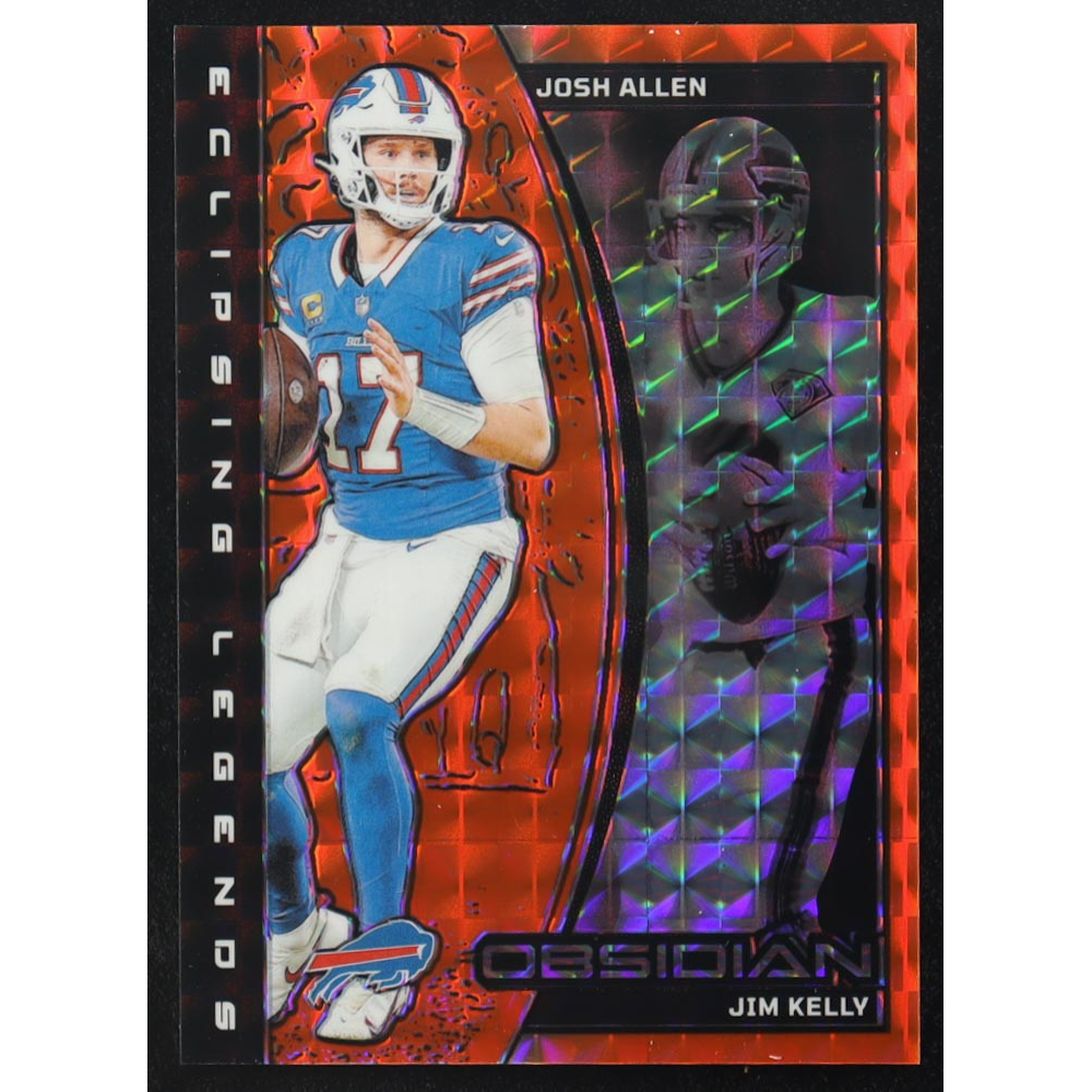 Jim Kelly / Josh Allen 2024 Panini Obsidian Eclipsing Legends Orange Mosaic #10 at PristineAuction.com