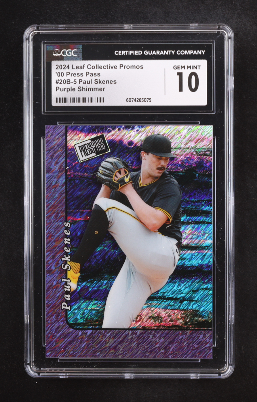 Paul Skenes 2024 Leaf Collective Promo '00 Press Pass Shimmer Purple #20B5 #040/199 RC (CGC 10) at PristineAuction.com Paul Skenes 2024 Leaf Collective Promo '00 Press Pass Shimmer Purple #20B5 #040/199 RC (CGC 10) at PristineAuction.com