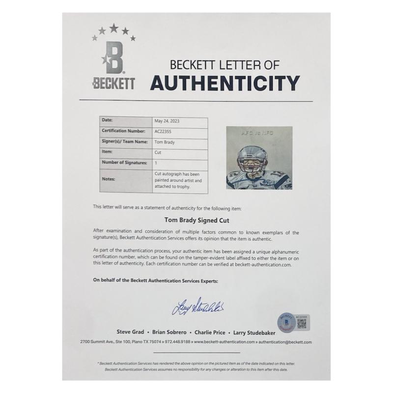 Tom Brady Signed Full-Size Replica Lombardi Trophy with Original Painting LE #2/12 (Beckett) at PristineAuction.com Tom Brady Signed Full-Size Replica Lombardi Trophy with Original Painting LE #2/12 (Beckett) at PristineAuction.com