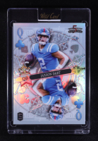 Jaxson Dart 2024 Wild Card 5 Card Draw Stacked Deck Queen of Clubs Platinum Blue Rainbow Foil #SDPC-JDN #1/1 RC at PristineAuction.com