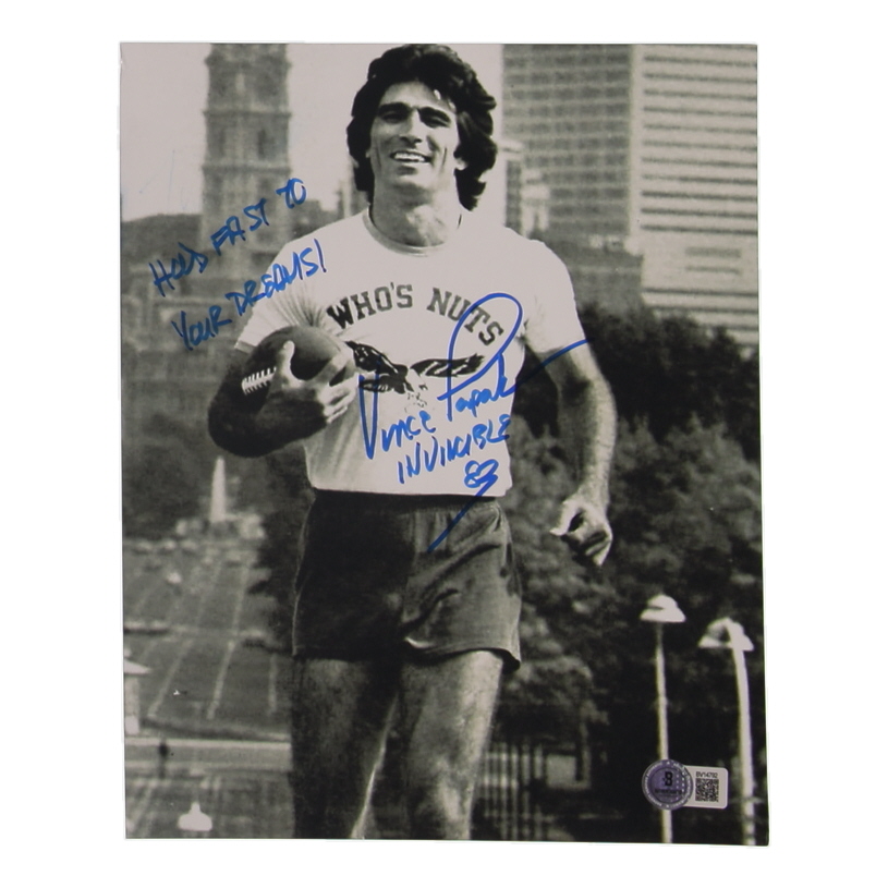 Vince Papale Signed Eagles 8x10 Photo Inscribed "Invincible" & "Hold Fast to Your Dreams!" (Beckett) at PristineAuction.com Vince Papale Signed Eagles 8x10 Photo Inscribed "Invincible" & "Hold Fast to Your Dreams!" (Beckett) at PristineAuction.com