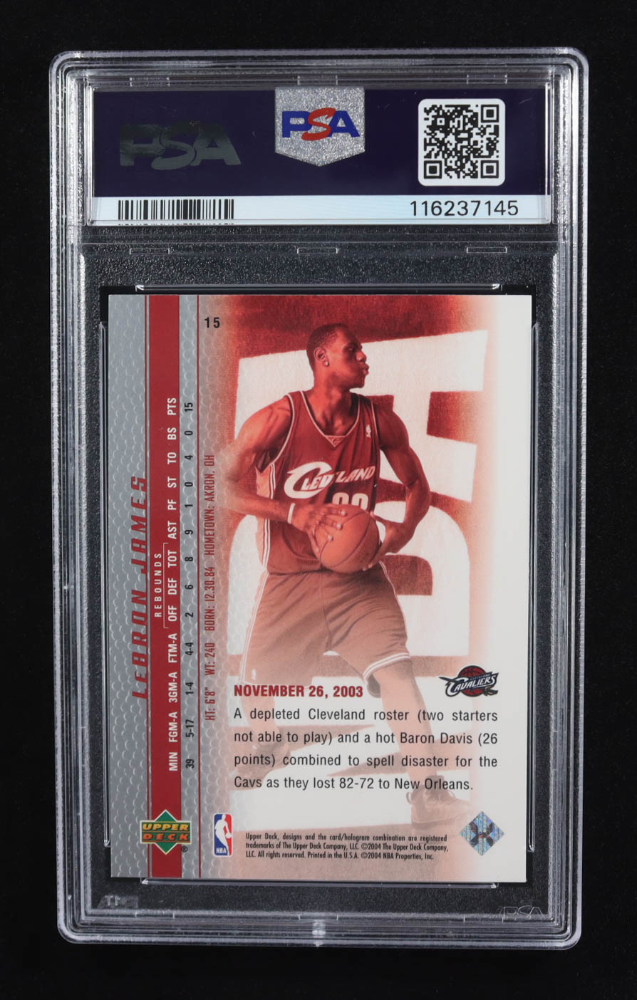 LeBron James 2003-04 Upper Deck Phenomenal Beginning LeBron James #15 RC / An Unselfish Player (PSA 9) at PristineAuction.com LeBron James 2003-04 Upper Deck Phenomenal Beginning LeBron James #15 RC / An Unselfish Player (PSA 9) at PristineAuction.com