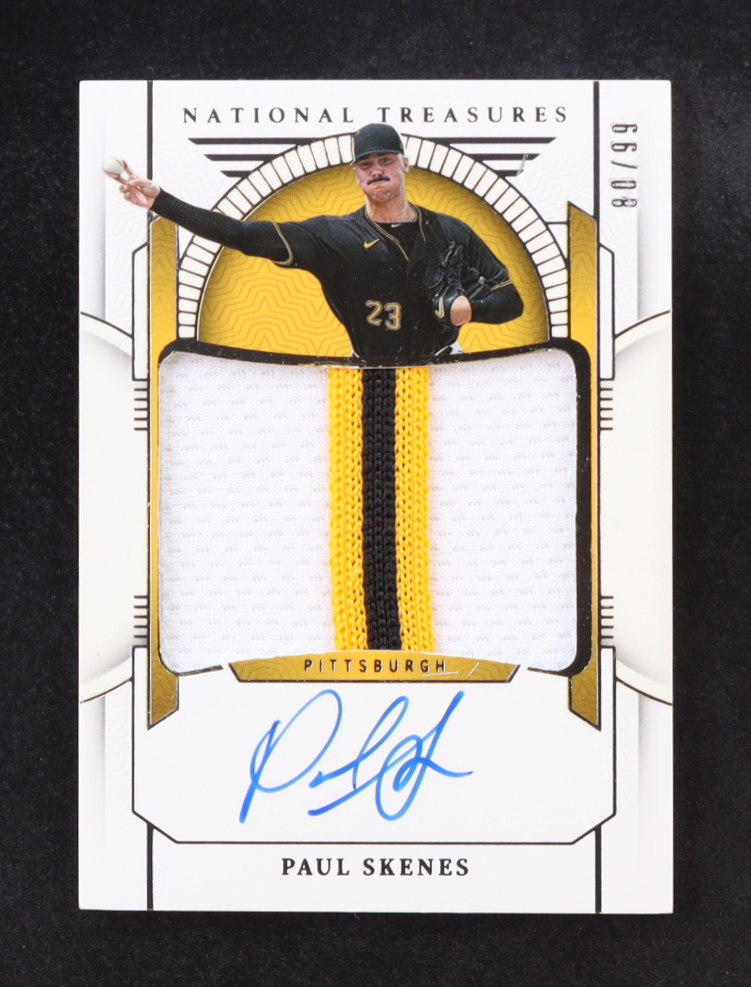 Paul Skenes 2024 Panini National Treasures Prospect Material Signatures #42 RC #80/99 at PristineAuction.com Paul Skenes 2024 Panini National Treasures Prospect Material Signatures #42 RC #80/99 at PristineAuction.com