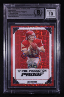 Joe Montana Signed Sticker On 2024 Leaf Metal Autographs Pre-Production Proof Laser Red #NNO #1/1 (BGS | Auto 10) at PristineAuction.com
