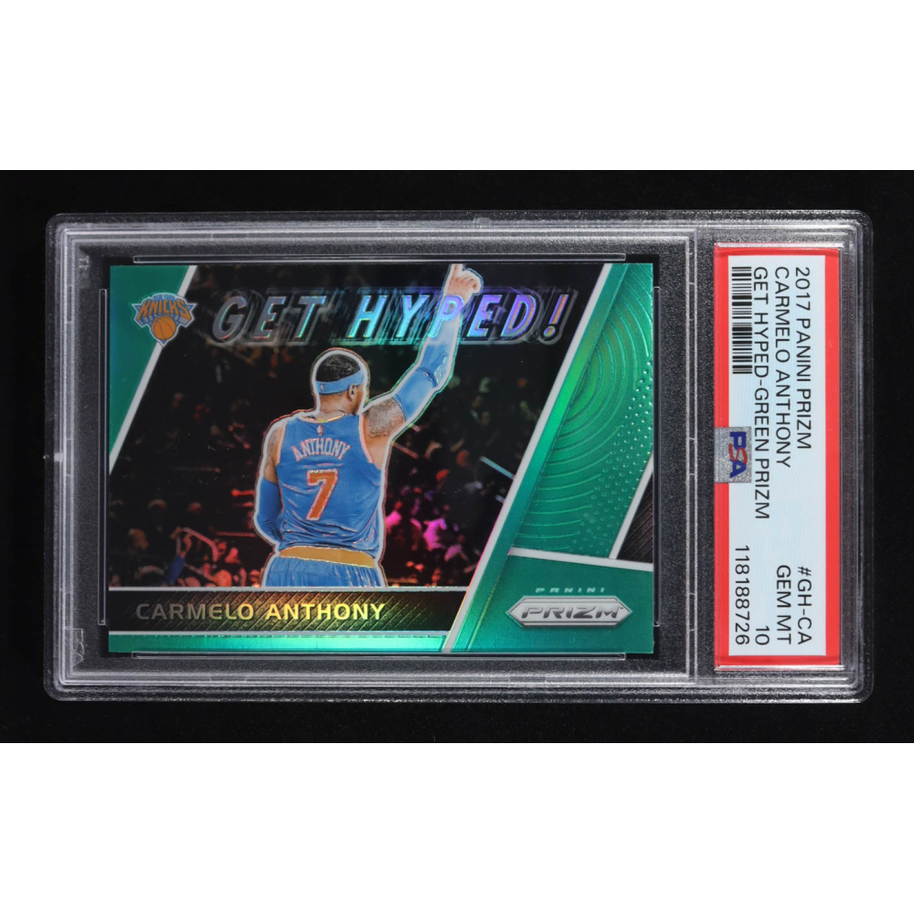 Carmelo Anthony 2017-18 Panini Prizm Get Hyped! Prizms Green #3 (PSA 10) at PristineAuction.com