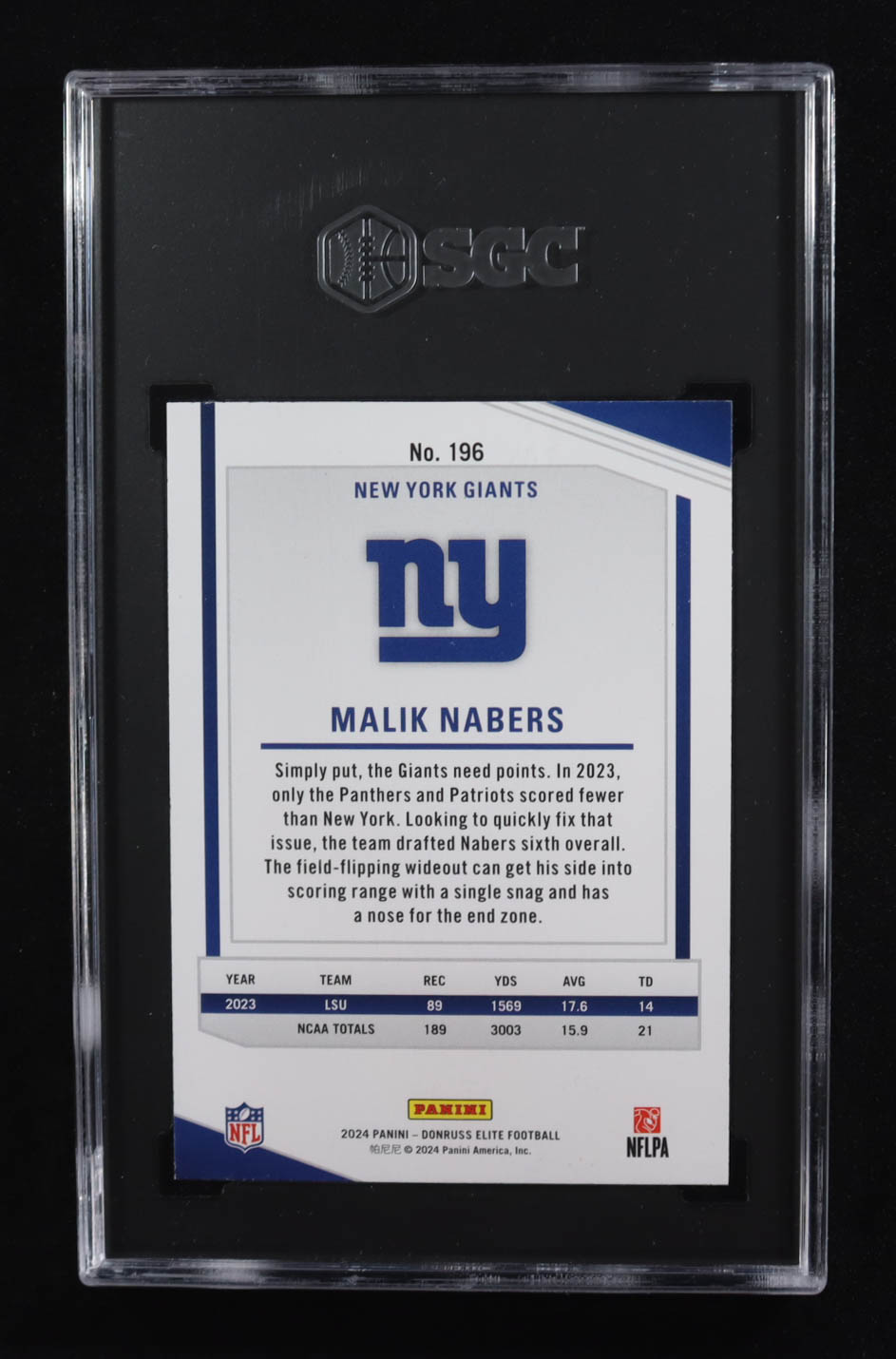 Malik Nabers 2024 Elite Green Disco #196 RC (SGC 9.5) at PristineAuction.com Malik Nabers 2024 Elite Green Disco #196 RC (SGC 9.5) at PristineAuction.com