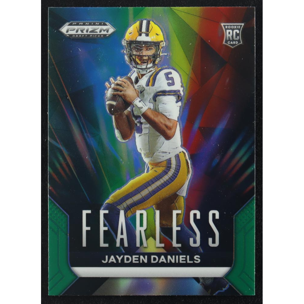 Jayden Daniels 2024 Panini Prizm Draft Picks Fearless Green #5 RC at PristineAuction.com