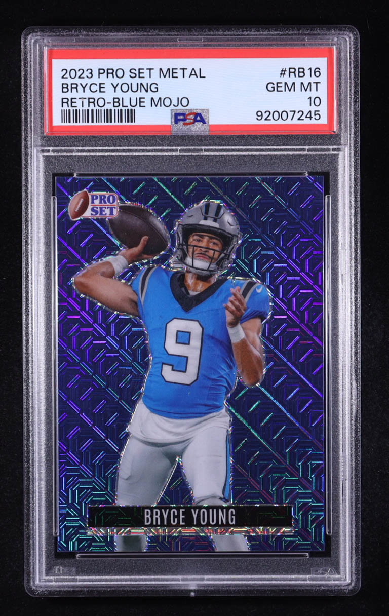 Bryce Young 2023 Leaf Pro Set Metal Retro Mojo Blue #RB-16 #8/8 RC (PSA 10) at PristineAuction.com Bryce Young 2023 Leaf Pro Set Metal Retro Mojo Blue #RB-16 #8/8 RC (PSA 10) at PristineAuction.com