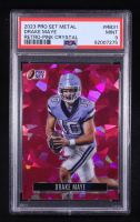 Drake Maye 2023 Leaf Pro Set Metal Retro Crystal Pink #RB-31 #1/5 RC (PSA 9) at PristineAuction.com