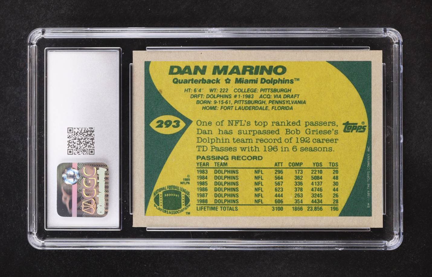 Dan Marino 1989 Topps #293 (CGC 10) at PristineAuction.com Dan Marino 1989 Topps #293 (CGC 10) at PristineAuction.com