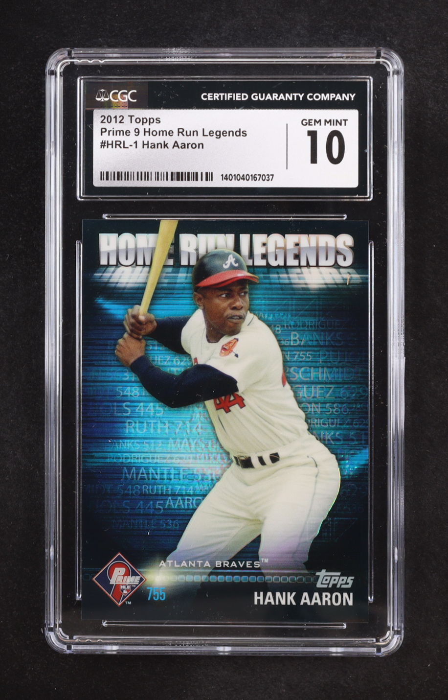 Hank Aaron 2012 Topps Prime Nine Home Run Legends #HRL1 (CGC 10) at PristineAuction.com Hank Aaron 2012 Topps Prime Nine Home Run Legends #HRL1 (CGC 10) at PristineAuction.com