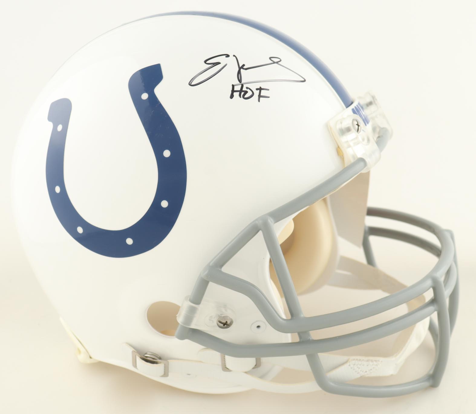 Edgerrin James Signed Colts Full-Size Authentic On-Field Helmet Inscribed "HOF" (JSA) at PristineAuction.com Edgerrin James Signed Colts Full-Size Authentic On-Field Helmet Inscribed "HOF" (JSA) at PristineAuction.com