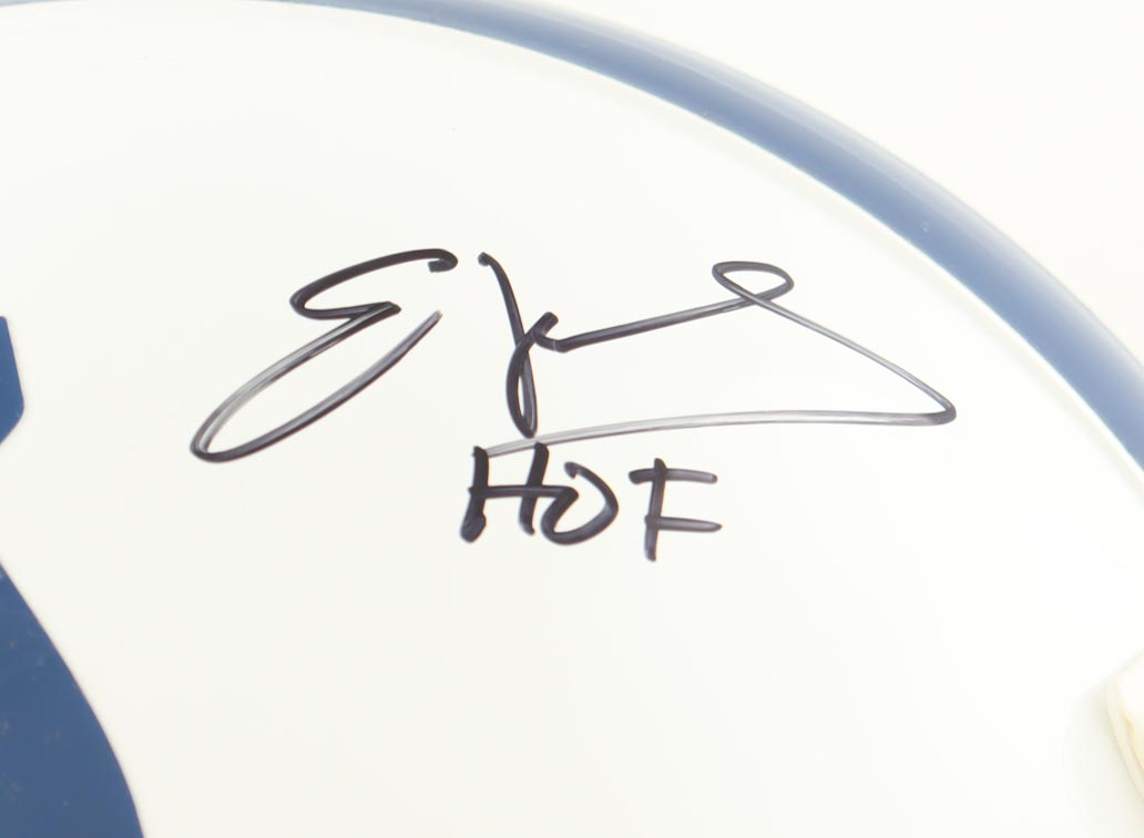 Edgerrin James Signed Colts Full-Size Authentic On-Field Helmet Inscribed "HOF" (JSA) at PristineAuction.com Edgerrin James Signed Colts Full-Size Authentic On-Field Helmet Inscribed "HOF" (JSA) at PristineAuction.com